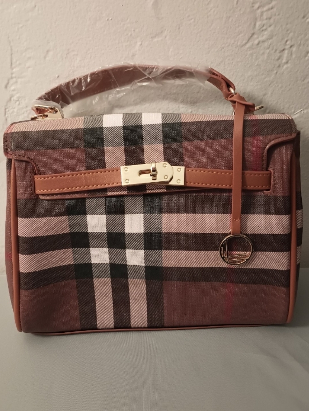 Loulu Plaid Tan Crossbody Bag